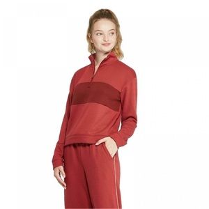 Colsie Target Red Cropped Quarter Zip